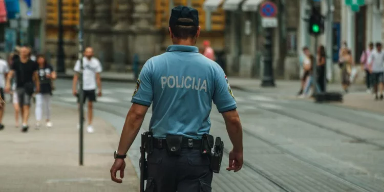 backview photo of a policeman